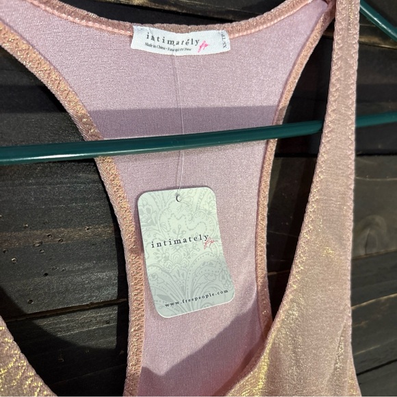 NWT Free People Intimately Free Size XS Shimmery Peachy Pink Racerback Top Tank - Picture 2 of 10